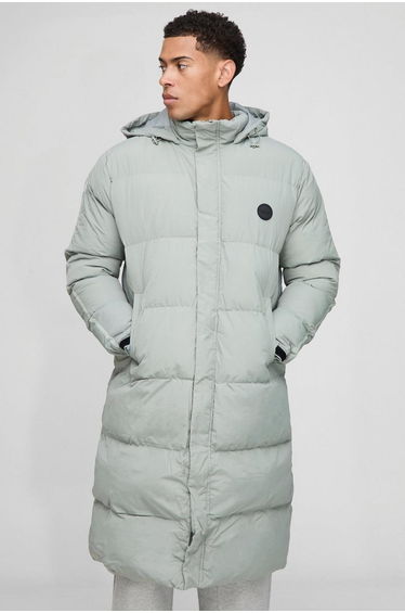 MAN Regular Fit Panelled Longline Puffer Jacket - slate blue