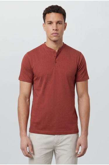 Burnt Brown Grandad Neck T-Shirt