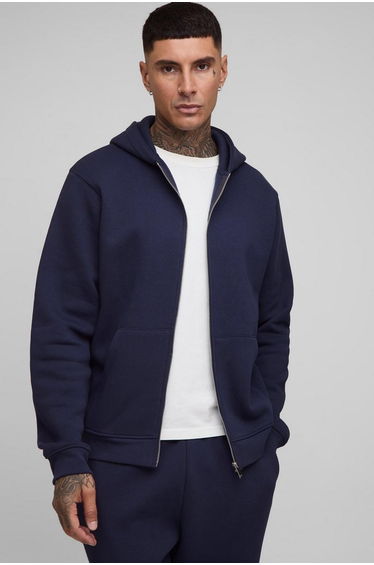 Tall Basic Regular Zip Through Hoodie - navy
