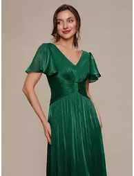 Ruffled Sea-island Ruffle Sleeve Midi Wedding Guest Dress - 4
