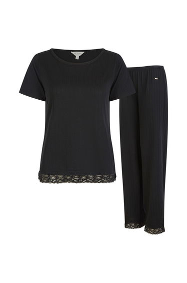 Kelly Drop Needle Jersey Pyjama Jet Black