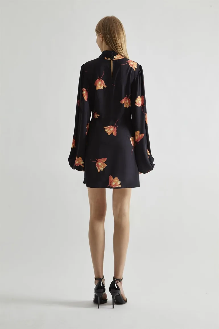 black dress with orange flowers Petal and Pup Women's Wrap Jacket Maxi Black Perfect for Special Occasions 2000s Dolce and Gabbana Black