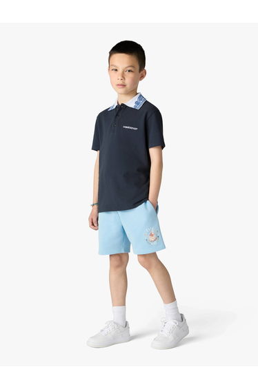 Casablanca Boys Waves Collar Polo Shirt in Navy
