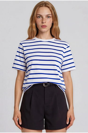 BUSEM Women's Striped Cotton Crew Neck T-Shirt
