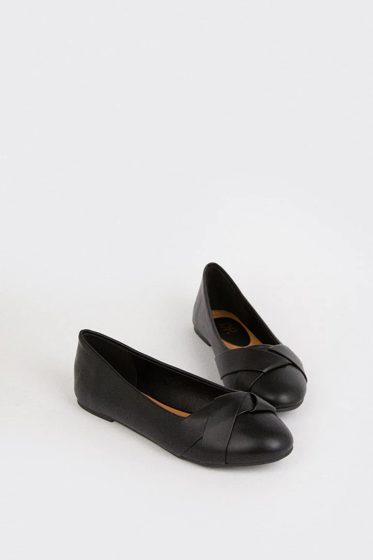 Wide Fit Paige Wrap Detail Ballet Flats - 2