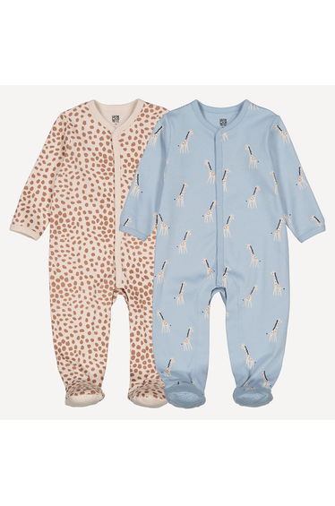 1-Piece Cotton Pyjamas with Giraffe Motif in Set of 2