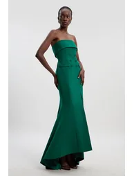 Petite Polished Tailored Bandeau Tux Maxi Dress