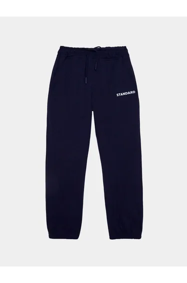 Boys Placement Text Print Elasticated Cuff Joggers with Drawcord