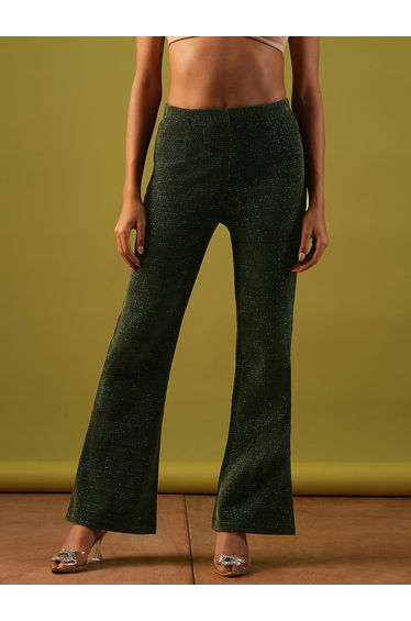 Textured High Rise Flared Treggings