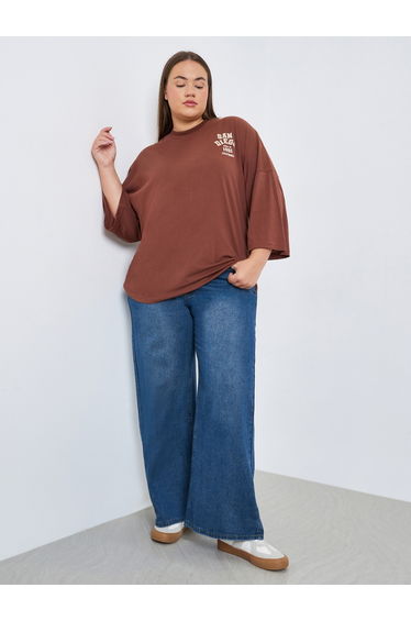 Plus Size Wide Leg Faded Jeans