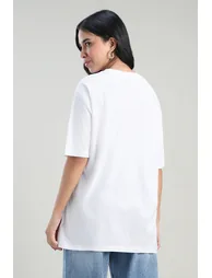 Longline Oversized T-Shirt with Print - 2