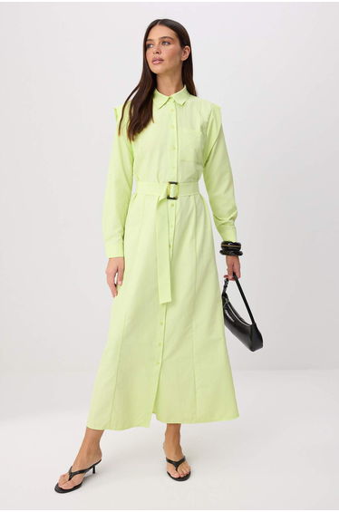 Light Green Unlined Plain Woven Dress&Jumpsuit Terrycotton Hijab Dress