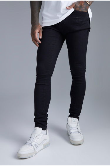 Super Skinny Stretch Washed Jeans - black