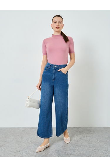 Women Blue Wide Leg Jeans