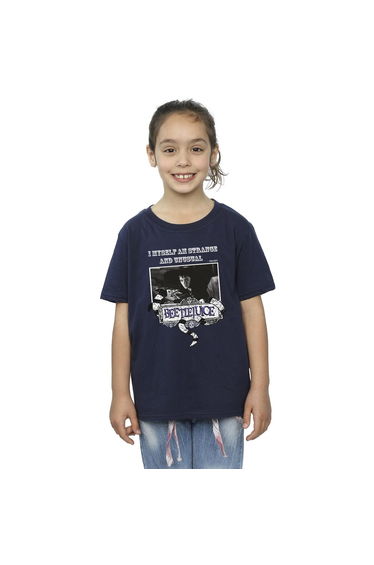 Beetlejuice Girls Strange And Unusual Cotton T-Shirt - Navy Blue