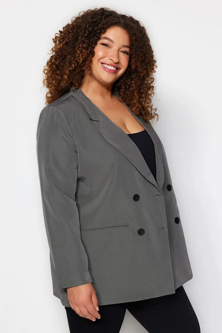 Plus Size Jacket - Gray - Oversize - 1