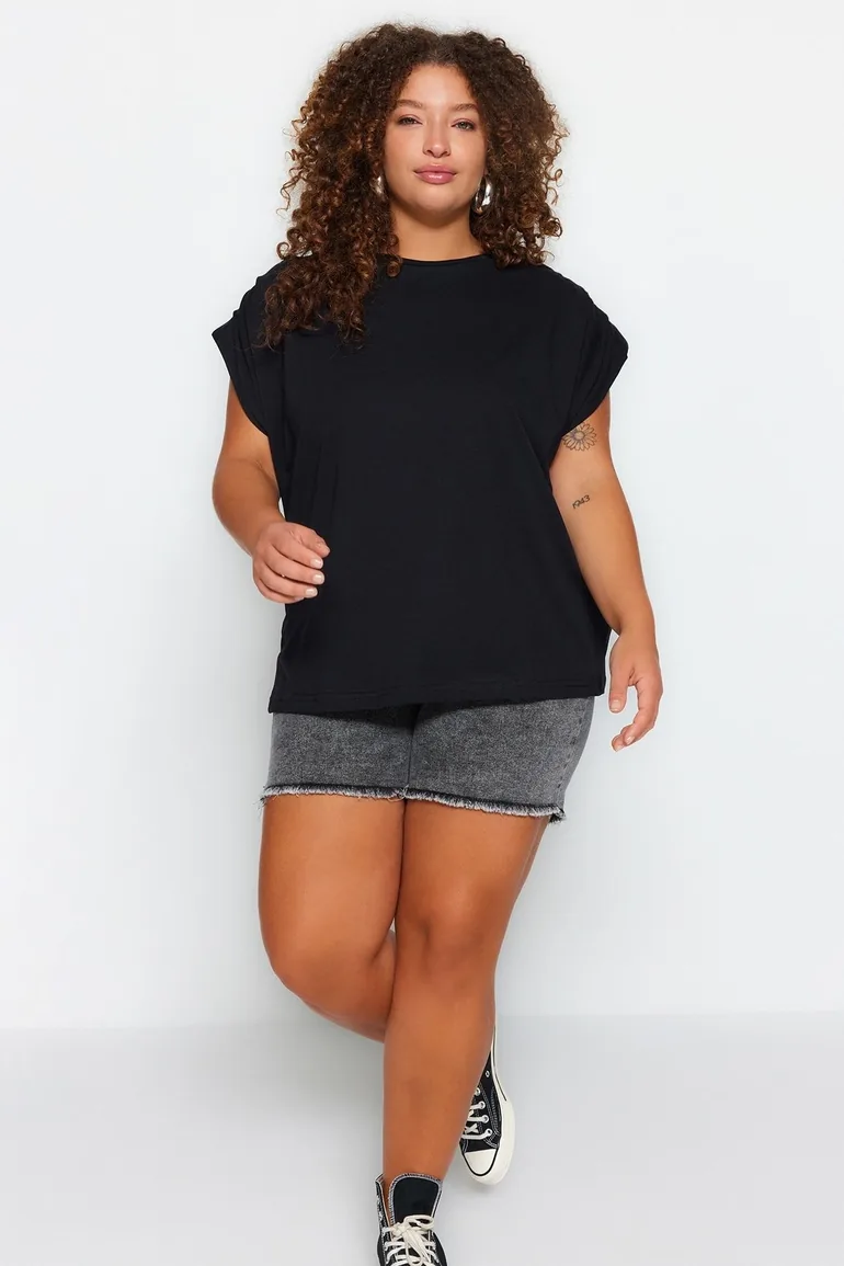 Plus Size Blouse - Black - Relaxed fit - 1