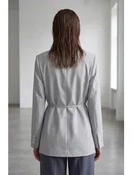 MY FASHION Tie Detail Crepe Blazer Jacket - 4