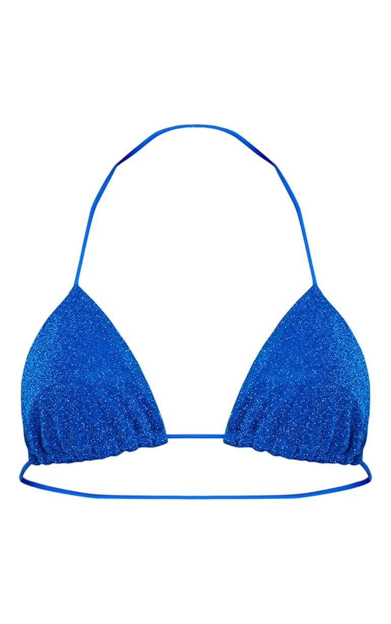 Cobalt Triangle Glitter Bikini Top - 3