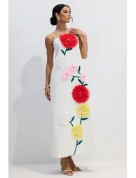 Louisa Floral Applique Spaghetti Straps Maxi Dress - 4