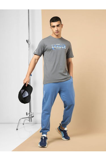 Men Grey Sports League Graphic Print Short Sleeve T-Shirt