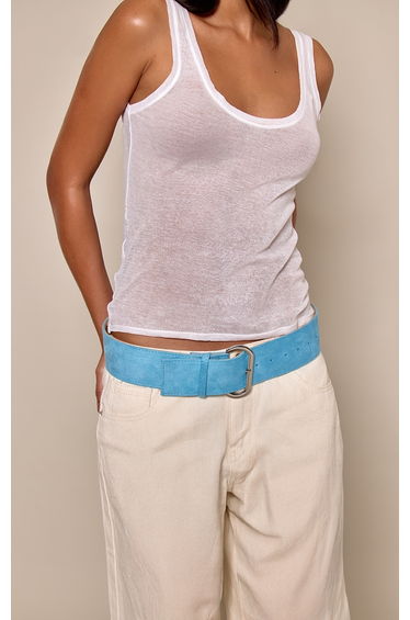 Powder Blue Faux Suede Chunky Belt