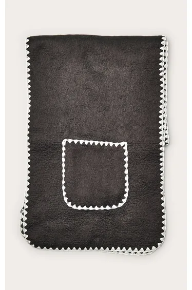 Charcoal Blanket Stitch Contrast Pocketed Scarf