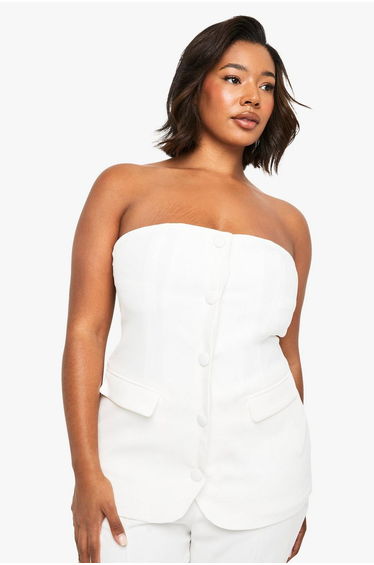Plus Occasion Tailored Bandeau Longline Waistcoat