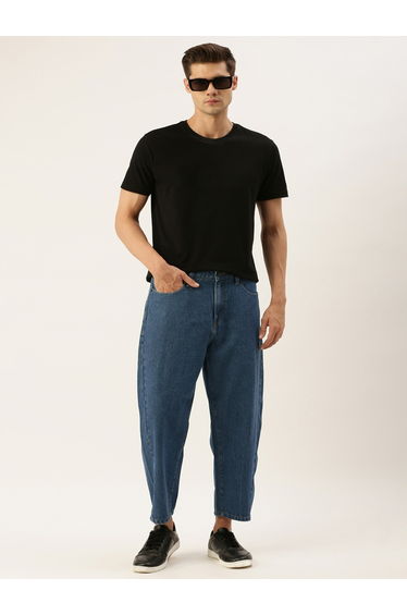 Men Cropped Loose Fit Jeans