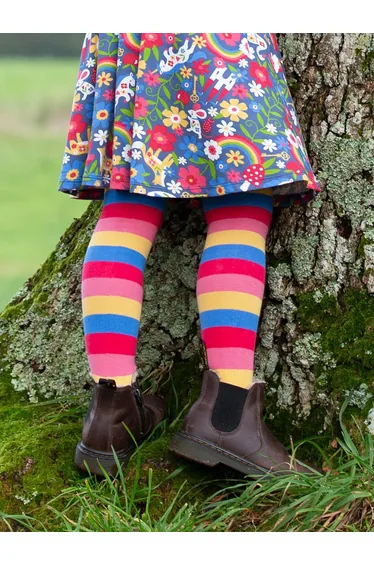 Stripy tights rose pink