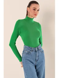 Turtleneck Knitwear Sweater - Green - 1