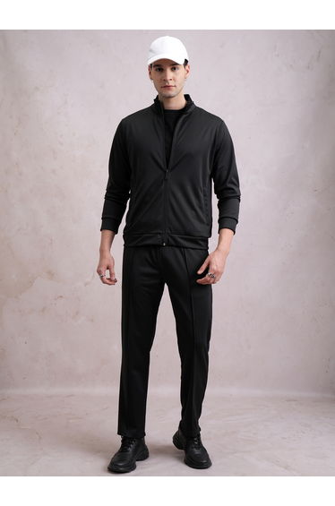 Solid High Neck Front Zip Sweatshirt