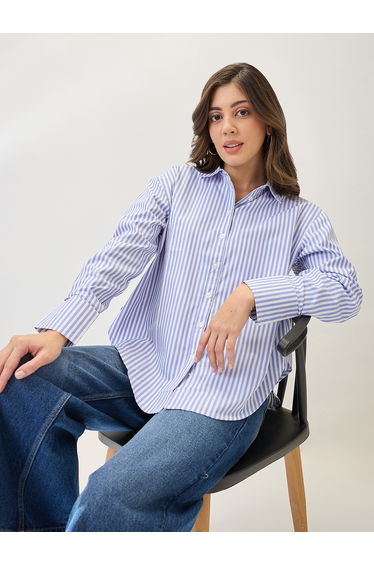 Blue Striped Oversized Shirt