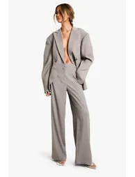 بنطلون بأرجل مستقيمة ضيقة - رمادي