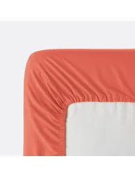 شرشف سرير قطن مغسول سادة بحواف مطاطية - 7