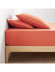 شرشف سرير قطن مغسول سادة بحواف مطاطية - 2