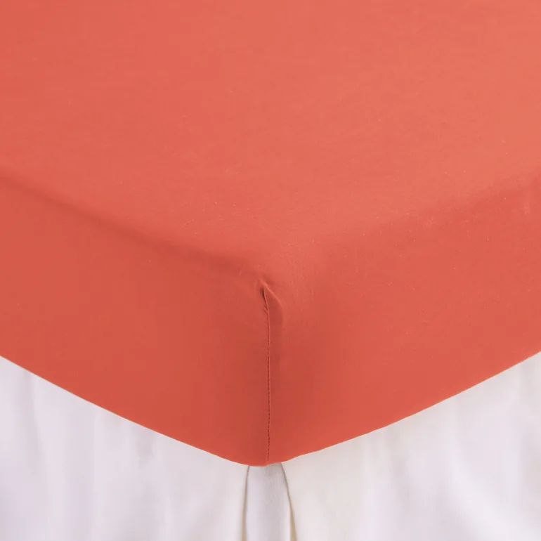 شرشف سرير قطن مغسول سادة بحواف مطاطية - 6