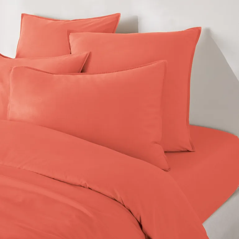 شرشف سرير قطن مغسول سادة بحواف مطاطية - 5