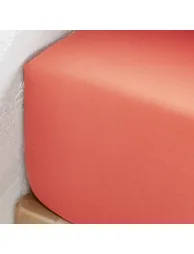 شرشف سرير قطن مغسول سادة بحواف مطاطية - 3