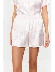 Ecru Satin Heart Woven Pajama Set - 4