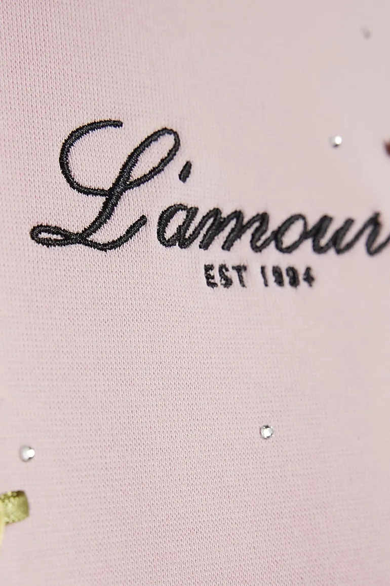 Girls Pink L'amour Rosette T-shirt - 2