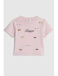 Girls Pink L'amour Rosette T-shirt