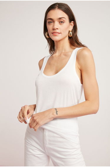 Lorraıne Women's Viscose Elastane Blend Lightly Draped Wide Strap White Athlete