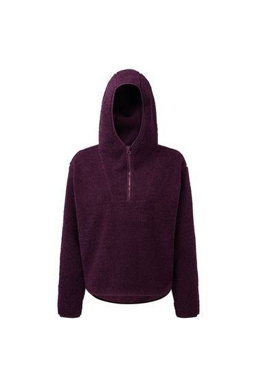 TriDri Womens/Ladies Sherpa Fleece Quarter Zip Hoodie - Mulberry Red
