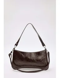 Brown Wrinkled Skin Women's Mini Shoulder Bag - 5