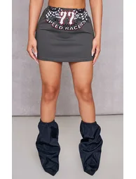 Petite Charcoal Graphic Mini Skirt - 1