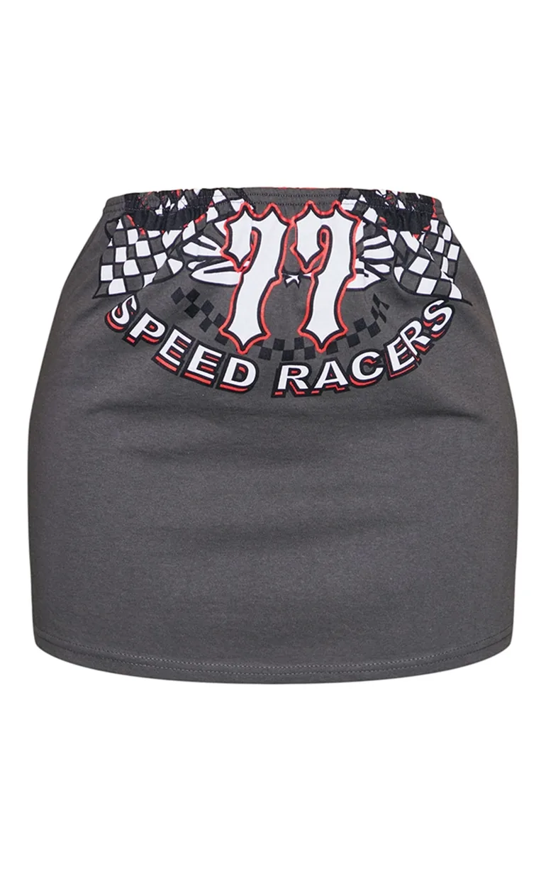 Petite Charcoal Graphic Mini Skirt - 5