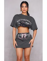 Petite Charcoal Graphic Mini Skirt - 3
