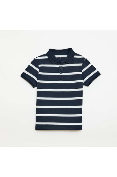 Short-Sleeved Cotton Piqué Polo Shirt BLUE