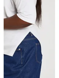Plus Asymmetric Hem Cinched Waist 3/4 Sleeve T-shirt - white - 3